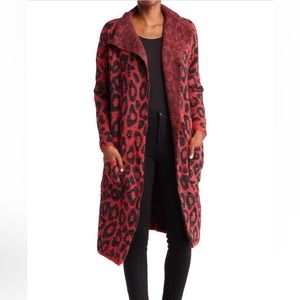 NWT Nordstrom Drape Collar Sweater in Ruby Leopard by Joseph A
